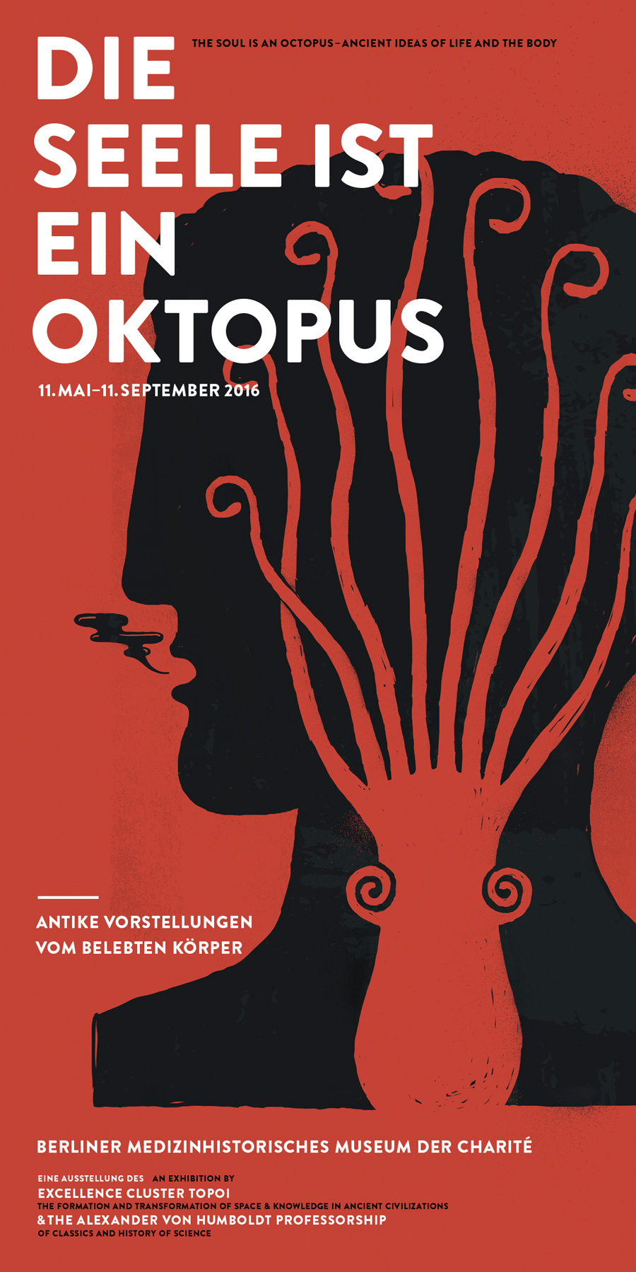 Die Seele ist ein Oktopus: Zeichnung von Christoph Geiger | Kopf mit Oktopus