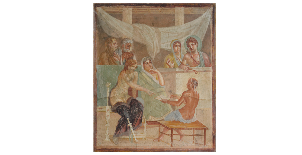 Admet and Alkestis: Fresco, Casa di Poeta tragico in Pompeji, 1st century AD, Naples Archaeological Museum, inv. 9026 | Photo: Marie-Lan Nguyen, Public Domain