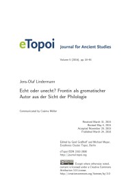 Cover eTopoi Volume 5 Artikel Lindermann