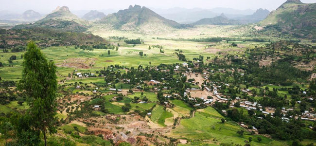 Landschaft um die Siedlung von Yeha (Äthiopien). Autorin: Irmgard Wagner, Orient-Abteilung des DAI. Copyright: DAI, Außenstelle Sanaa